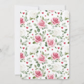 Invitation Fête des mariées des Coeurs Floraux roses (Dos)