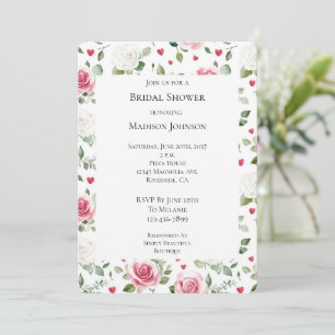 Invitation Fête des mariées des Coeurs Floraux roses