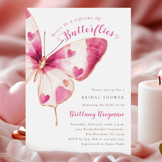 Invitation Fête des mariées des Coeurs papillons