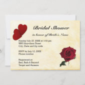 Invitation Fête des mariées des Coeurs rouges, Roses et Arriè (Devant)