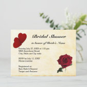 Invitation Fête des mariées des Coeurs rouges, Roses et Arriè (Debout devant)