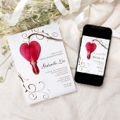 Invitation Fête des mariées des Coeurs saignants rouges