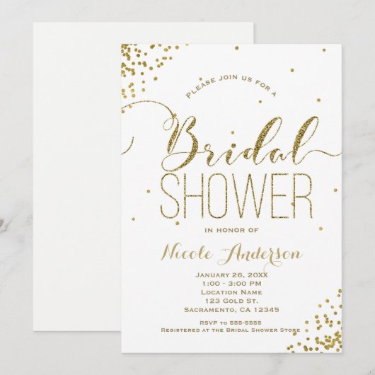 Invitation Fête des mariées des coins de Parties scintillant (Devant / Derrière)