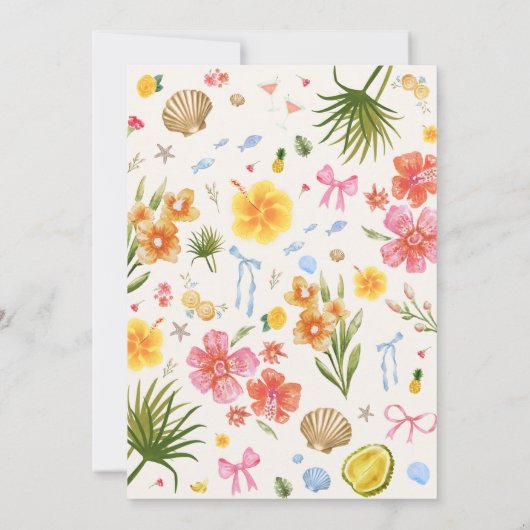 Invitation Fête des mariées des coquilles à main tropicale et (Dos)