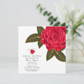 Invitation Fête des mariées des eaux usées de Rose rouge (Debout devant)