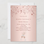 Invitation Fête des mariées des étoiles d'or roses (Devant)