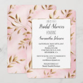 Invitation Fête des mariées des Feuilles d'or rose (Devant / Derrière)