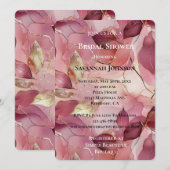 Invitation Fête des mariées des Feuilles d'or rose pâle (Devant / Derrière)