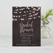 Invitation Fête des mariées des feux de bois rustique Brown r (Debout devant)