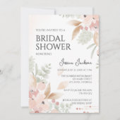 Invitation Fête des mariées des fleurs d'aquarelle de la plag (Devant)