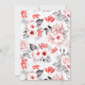 Invitation Fête des mariées des fleurs d'aquarelle rouge et g (Dos)