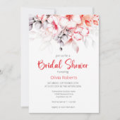 Invitation Fête des mariées des fleurs d'aquarelle rouge et g (Devant)