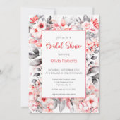 Invitation Fête des mariées des fleurs d'aquarelle rouge et g (Devant)