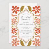 Invitation Fête des mariées des fleurs de Boho rétro (Devant / Derrière)