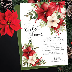 Invitation Fête des mariées des fleurs de Noël Poinsettia