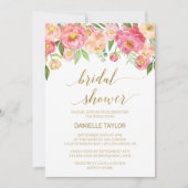 Invitation Fête des mariées des fleurs de tourbe rose et de p (Devant)