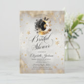 Invitation Fête des mariées des fleurs des étoiles d'or céles (Debout devant)