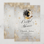 Invitation Fête des mariées des fleurs des étoiles d'or céles (Devant / Derrière)