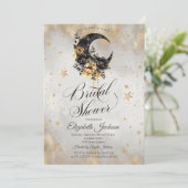 Invitation Fête des mariées des fleurs des étoiles d'or céles (Debout devant)