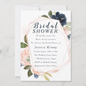 Invitation Fête des mariées des fleurs géométriques Blush & N (Devant)