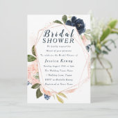 Invitation Fête des mariées des fleurs géométriques Blush & N (Debout devant)