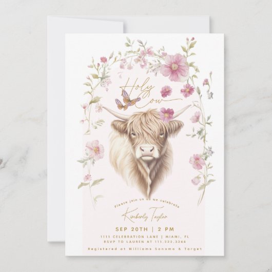 Invitation Fête des mariées des Fleurs sauvages de Holy Cow H (Devant)
