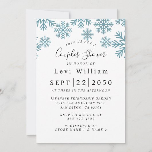 Invitation Fête des mariées des flocons de neige (Devant)