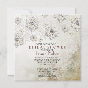 Invitation Fête des mariées des flocons de neige en dentelle
