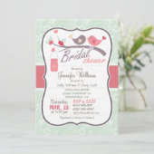 Invitation Fête des mariées des Inséparables verts et roses à (Debout devant)