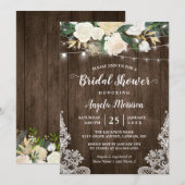 Invitation Fête des mariées des lumières de dentelle florale  (Devant / Derrière)