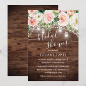 Invitation Fête des mariées des lumières florales de couleur  (Devant / Derrière)