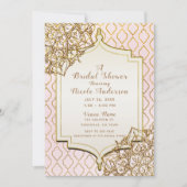 Invitation Fête des mariées des nuits marocaines rose et or (Devant)