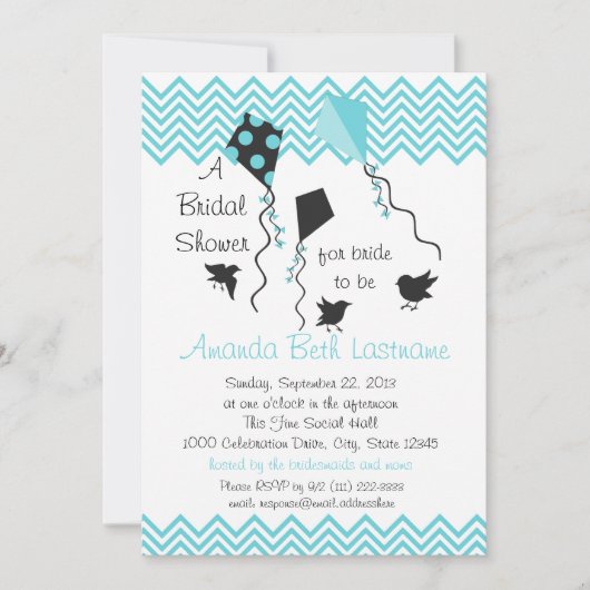 Invitation Fête des mariées des oiseaux et des cerfs-volants (Devant)