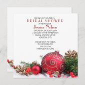 Invitation Fête des mariées des ornements rouges d'hiver (Devant / Derrière)