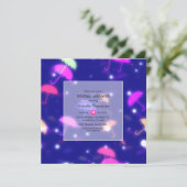 Invitation Fête des mariées des parapluies de néon (Debout devant)