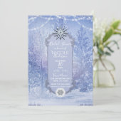 Invitation Fête des mariées des Pins de forêt d'hiver Snowfla (Debout devant)