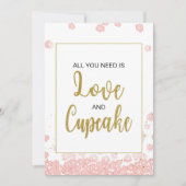 Invitation Fête des mariées des signes Cupcake | Rose et or (Devant)