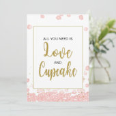 Invitation Fête des mariées des signes Cupcake | Rose et or (Debout devant)