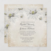 Invitation Fête des mariées des Snowflakes Roses de Noël (Devant / Derrière)