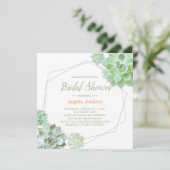 Invitation Fête des mariées des succulents de cadre géométriq (Debout devant)