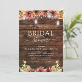 Invitation Fête des mariées des tournesols d'automne en bois  (Debout devant)