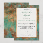 Invitation Fête des mariées design Turquoise en cuivre de ver (Devant / Derrière)