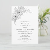 Invitation Fête des mariées d'esquisse florale minimale (Debout devant)