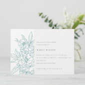 Invitation Fête des mariées d'esquisse florale Turquoise mini (Debout devant)