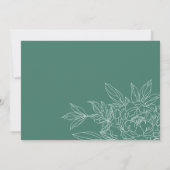 Invitation Fête des mariées d'esquisse florale Turquoise mini (Dos)