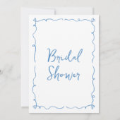 Invitation Fête des mariées dessinée main bleue lunaire (Dos)