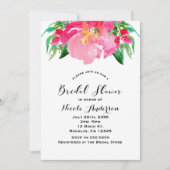 Invitation Fête des mariées d'été à fleurs d'aquarelle rose (Devant)