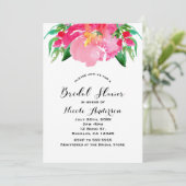 Invitation Fête des mariées d'été à fleurs d'aquarelle rose (Debout devant)