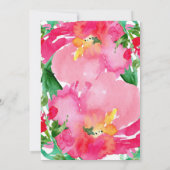 Invitation Fête des mariées d'été à fleurs d'aquarelle rose (Dos)