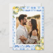 Invitation Fête des mariées d'été au citron bleu (Dos)